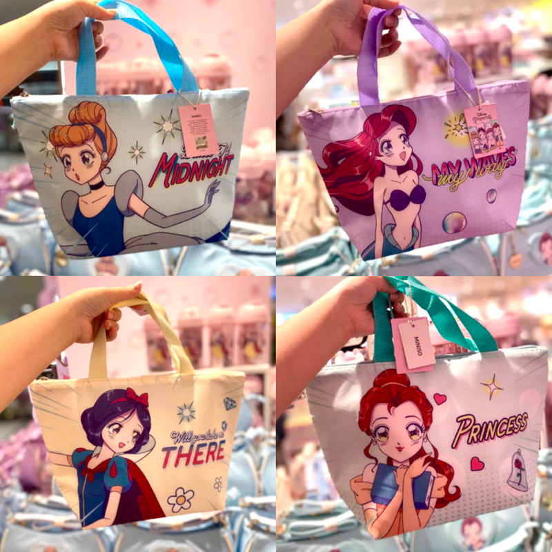 Miniso x Disney Princess Tas Makan Thermal Lunch Bag Princess Cinderella Ariel Snow White Belle