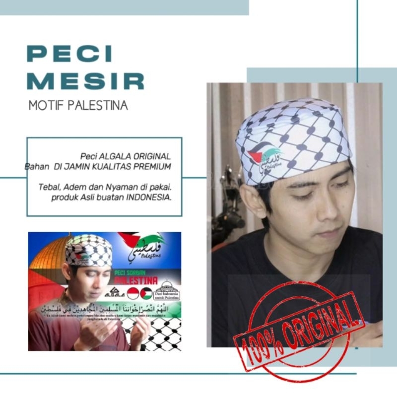 Peci Kopiah Palestina Pria Dewasa Anak Original Algala Kopeah Palestine Hitam Putih