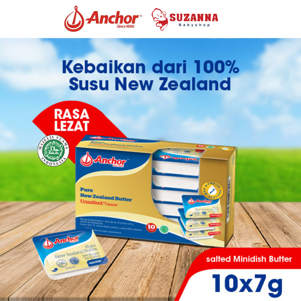 

Anchor Unsalted Mindish Butter 10 x 7gr Mentega MPASI
