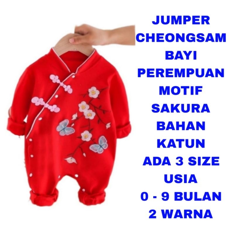 WK JUMPER CHEONGSAM SAKURA IMPORT BAJU BAYI ANAK PEREMPUAN ROMPER IMLEK SINCIA SANJIT