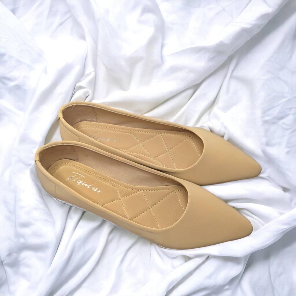 Flatshoes wanita sepatu wanita elegan casual Flawless Polos Beige terlaris original