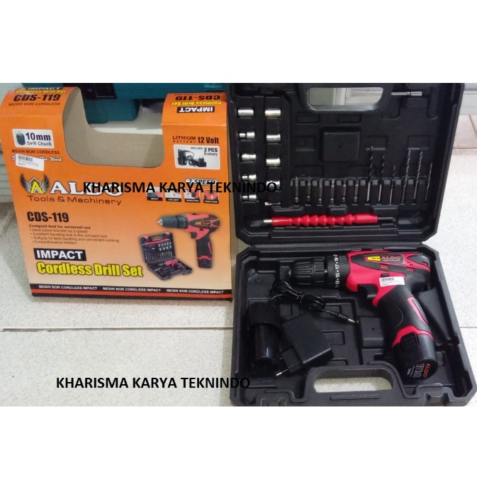 CDS-119 CORDLESS IMPACT DRILL BOR BATERAI BETON 10mm 12V ALDO CDS119