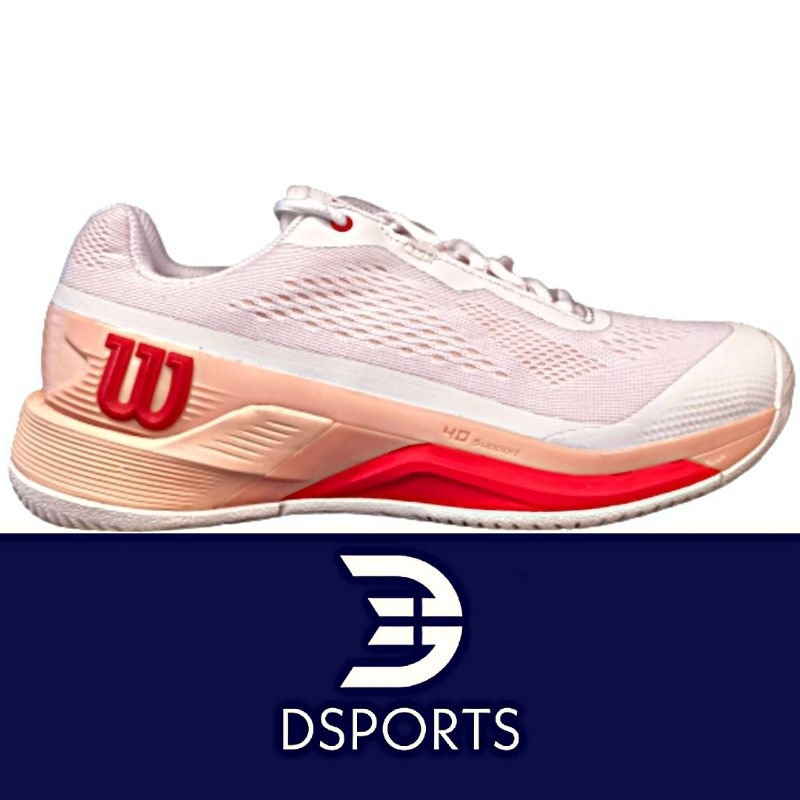 Wilson Rush Pro 4.0 4 Women White Peach Infrared ( Tennis Shoes Sepatu Tenis ) ORIGINAL