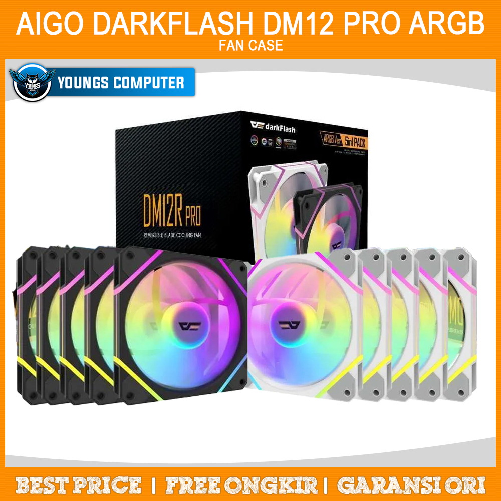 FAN CASE AIGO DARKFLASH DM12 PRO ARGB 5 FAN  ( BLACK / WHITE )