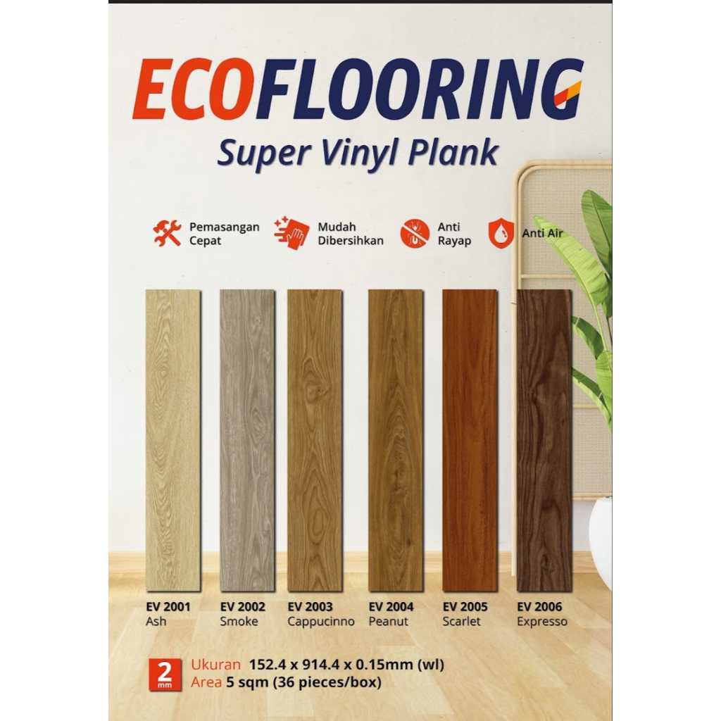 ECO Vinyl 5M2 | Luxury Vinyl Floor Plank | Parquet Vinyl Motif Kayu