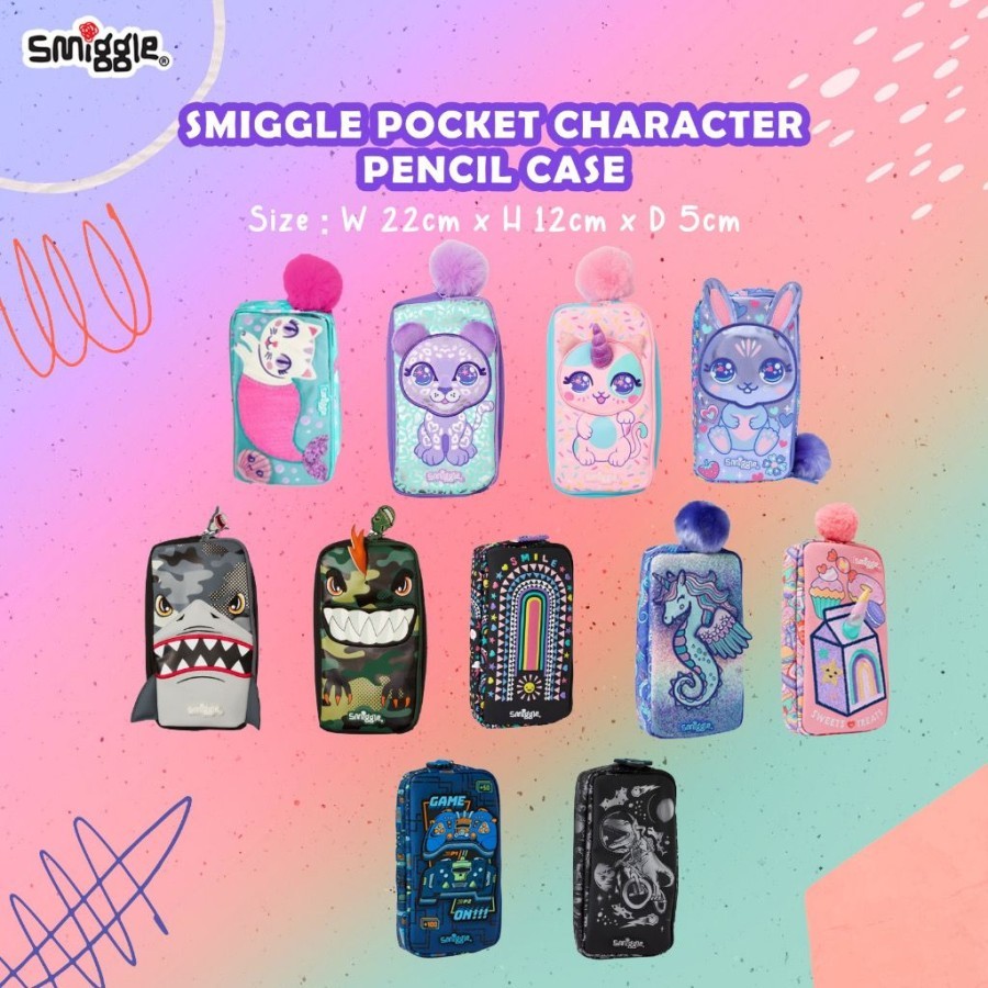 

Tempat Pensil Smiggle Pocket Leopard Shark Rainbow Seahorse Game Dino