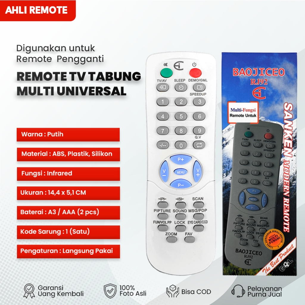 Remote TV Sanken Tabung Multi Universal / Remot TV Tabung Sanken Multi