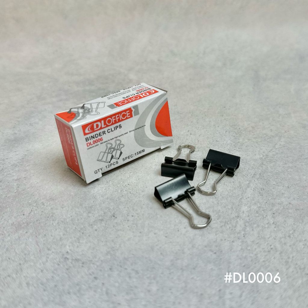 

Binder Clip Impor DL006 Ukuran 15 mm Penjepit Kertas No 105 Klip Binder 1 Box Isi 12 Pcs