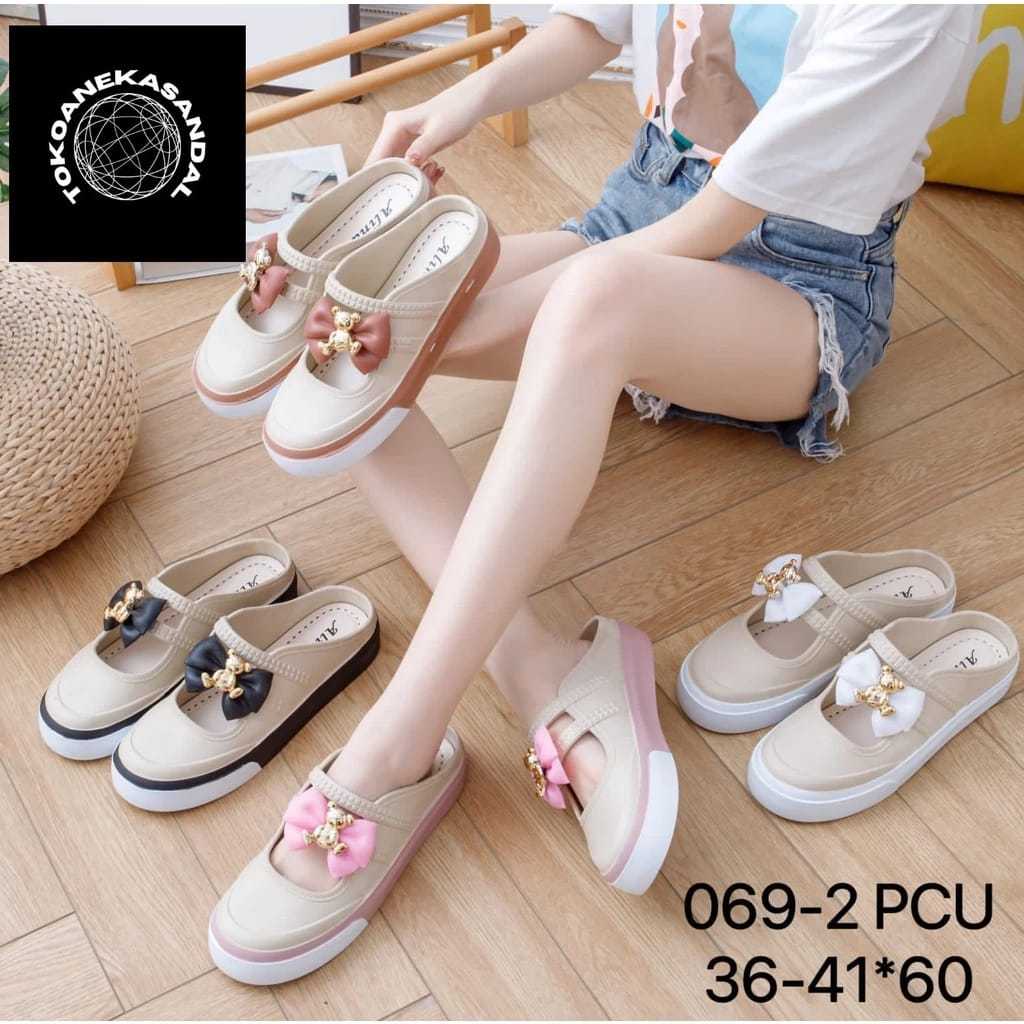 SANDAL SELOP JELLY PITA BERUANG IMPORT  ALINA  069-2 (36-41) SANDAL SELOP KOREAN STYLE