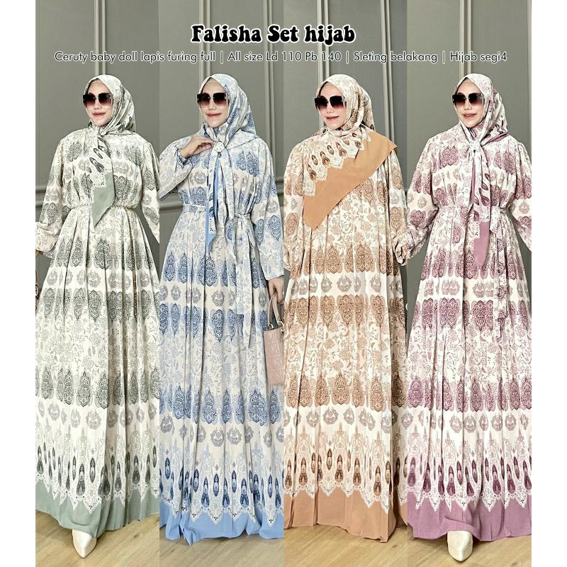 Falisha Set Hijab/pusat gamis/fashion muslim