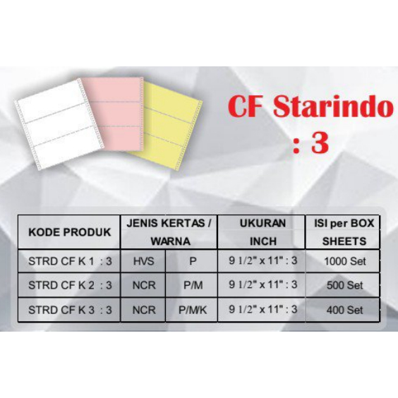 

STARINDO Continuous Form Kecil Terbagi 3 [ 1 Box ]