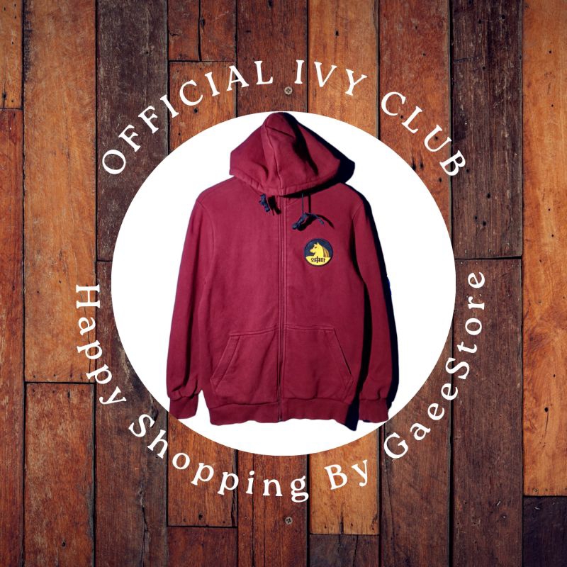 Hoodie Zipper IVY CLUB Merah Maroon Pria/Wanita