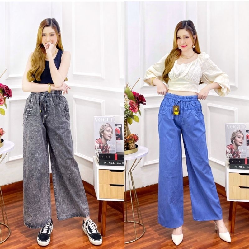 Celana wanita Celana Panjang Wanita Highwaist Jumbo panjang 100 cm kulot jumbo Celana Snow Black