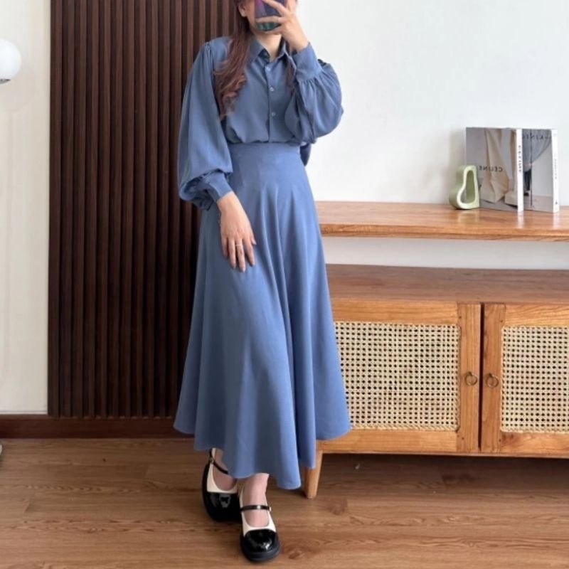 Claudia One Set Rok Premium | Setelan Crinkle Airflow