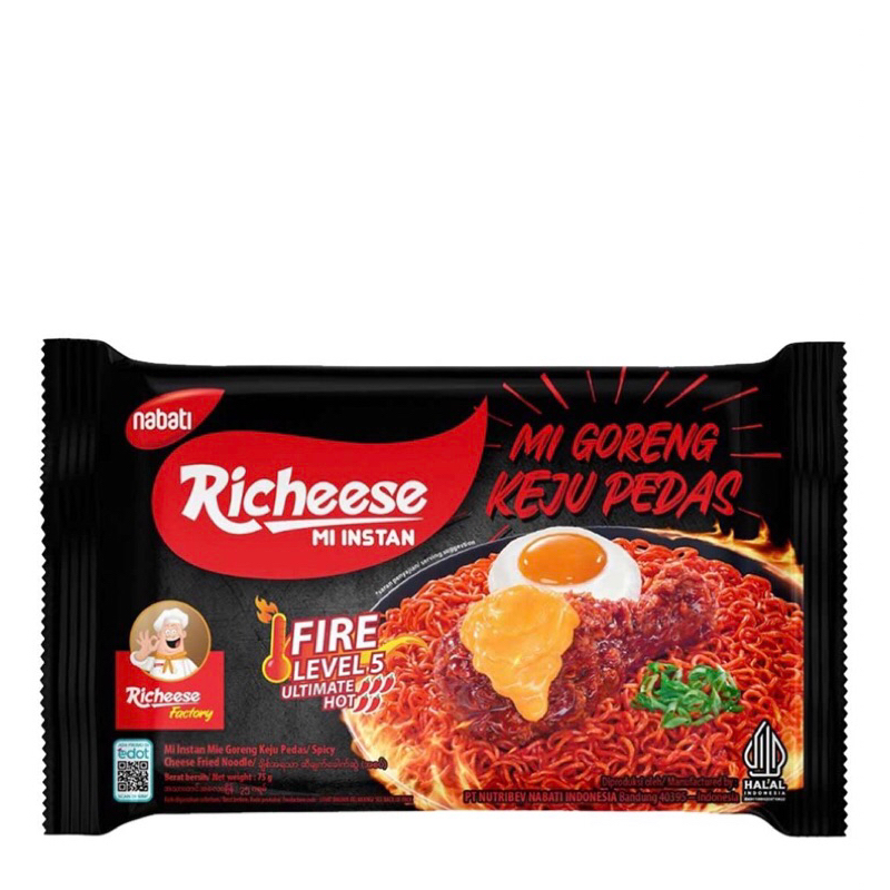 

Mie instant 75g Richeese Goreng keju Pedas level 3 5
