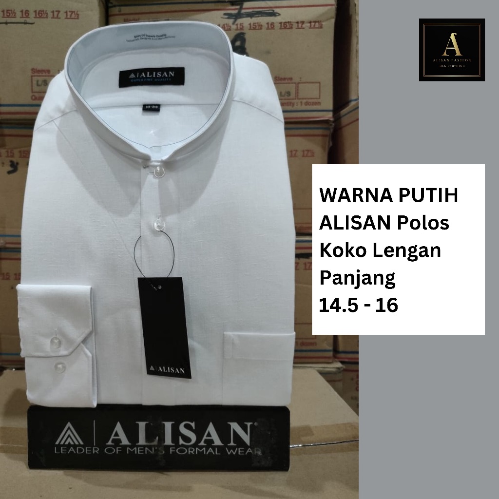 Kemeja Alisan Polos Koko Lengan Panjang