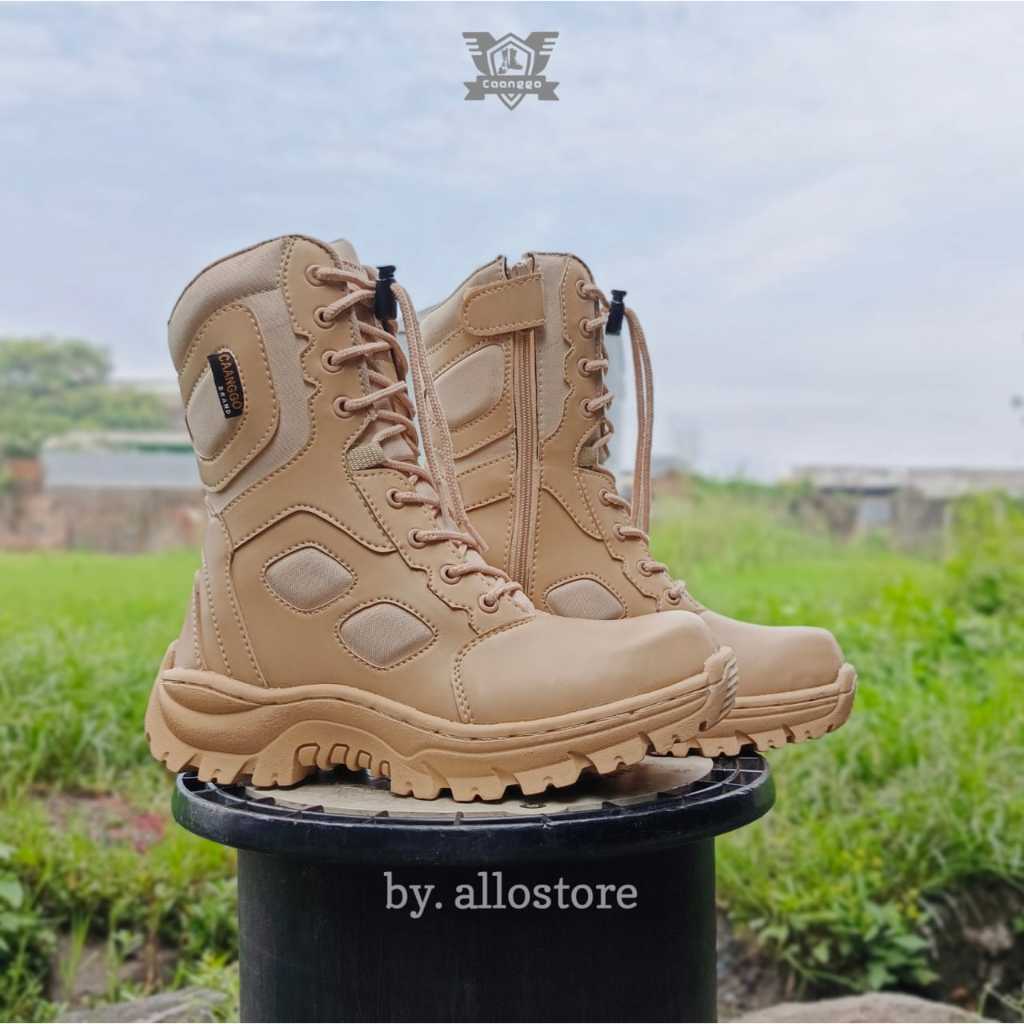 Sepatu pdl safety boot tactical outdoor krem CAANGGO pdl gurun pria satpol-pp Security terlaris