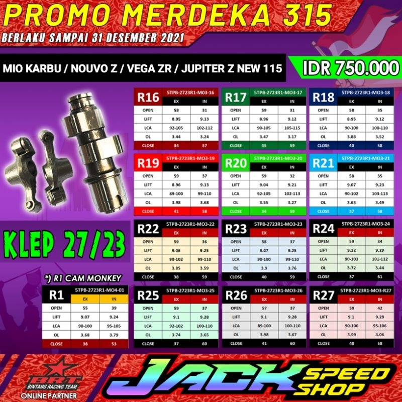 NOKEN AS BRT MIO OLD NEW SOUL SPORTY NOUVO Z / VEGA ZR / JUPITER Z NEW 115 TIPE R KLEP 27 23 MASTER 