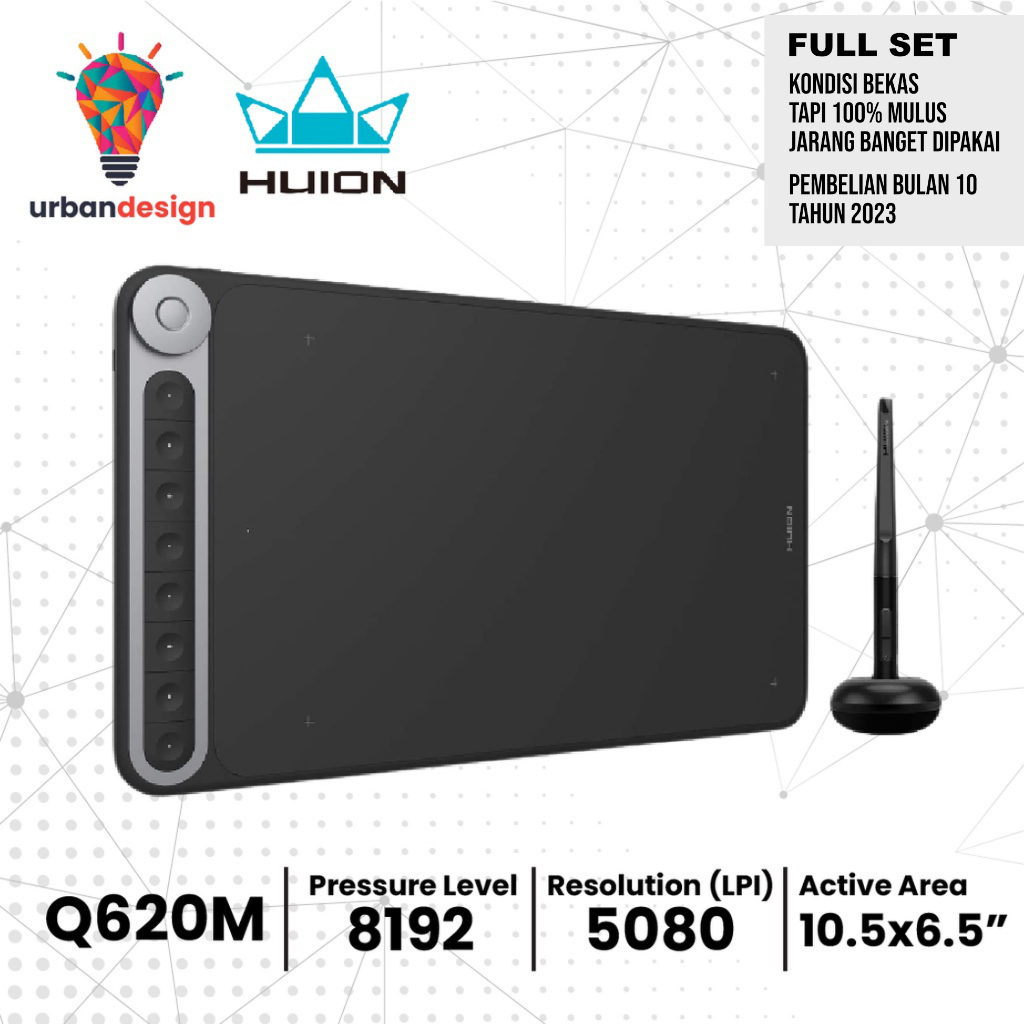 HUION Q620M Wireless Graphic Drawing Tablet Alt. HS610 Q11K HS611 HS64 Bekas | Drawing Tablet Bekas