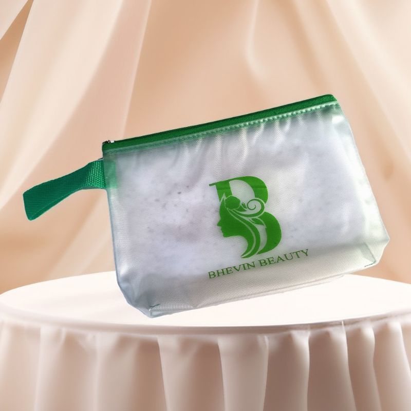 Dompet Kosmetik Skincare Plastik Transparan Waterproof warna Hijau