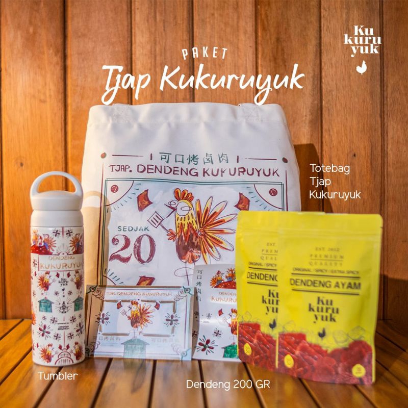 

Merchandise Dendeng Kukuruyuk - Paket Tjap Kukuruyuk | Gift Totebag Tumbler | Tas Daily, Kuliah, Kerja | Botol Minum BPA Free