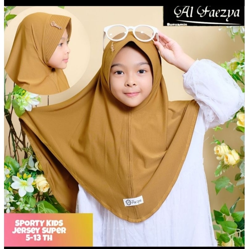 941 JILBAB AL FAEZYA SPORTY KIDS PED 3-9 TAHUN JERSEY SUPER/HIJAB Bisa couple ibu ANAK AF ALFAEZYA O
