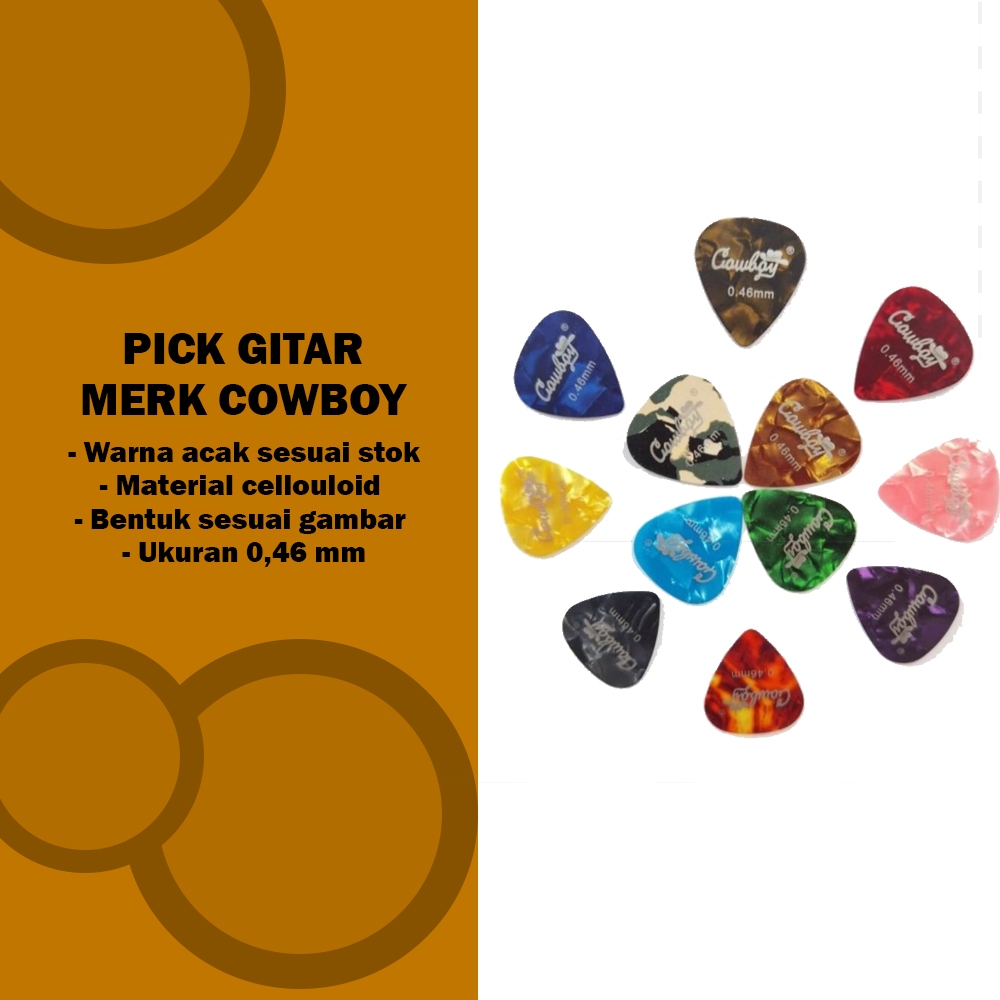 Pick gitar akustik merk cowboy ukuran 0,46mm