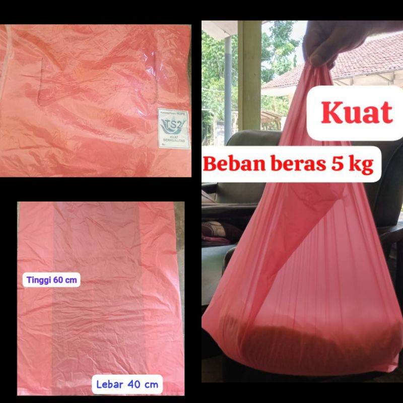 Kresek tipis merah laundry/sampah 40x60cm