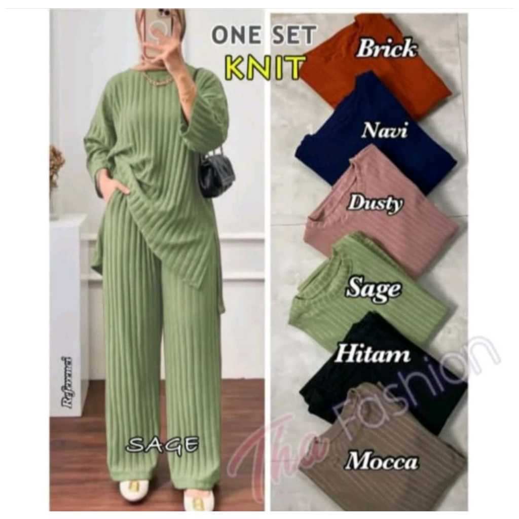 ONESET KNIT HORNET/setelan knit oblong panjang/setelan wanita viral kekinian bahan knit/setelan cela