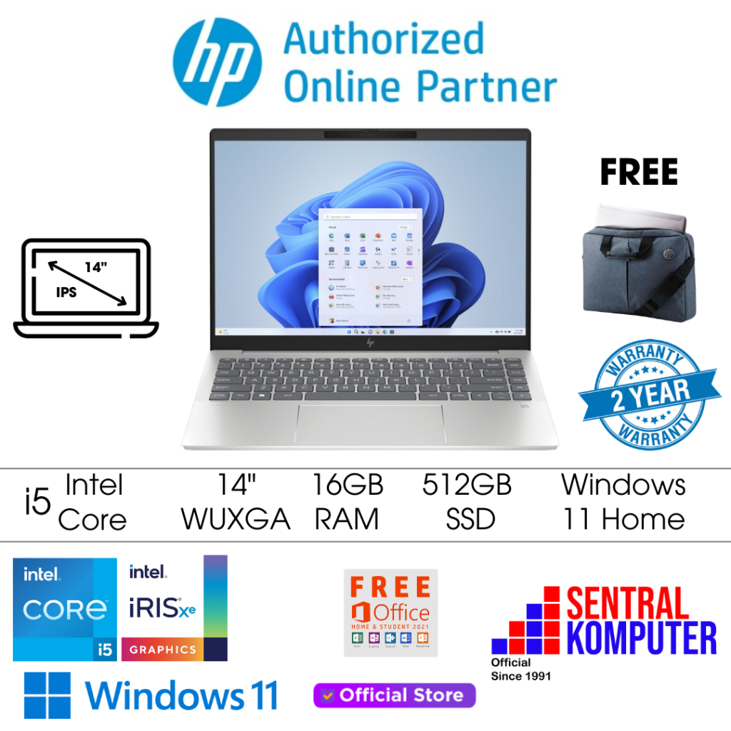 HP Pavilion Plus 14 EW0020TU / EW0021TU i5 1355U 16GB 512GB W11+OHS 14" WUXGA IPS BLIT
