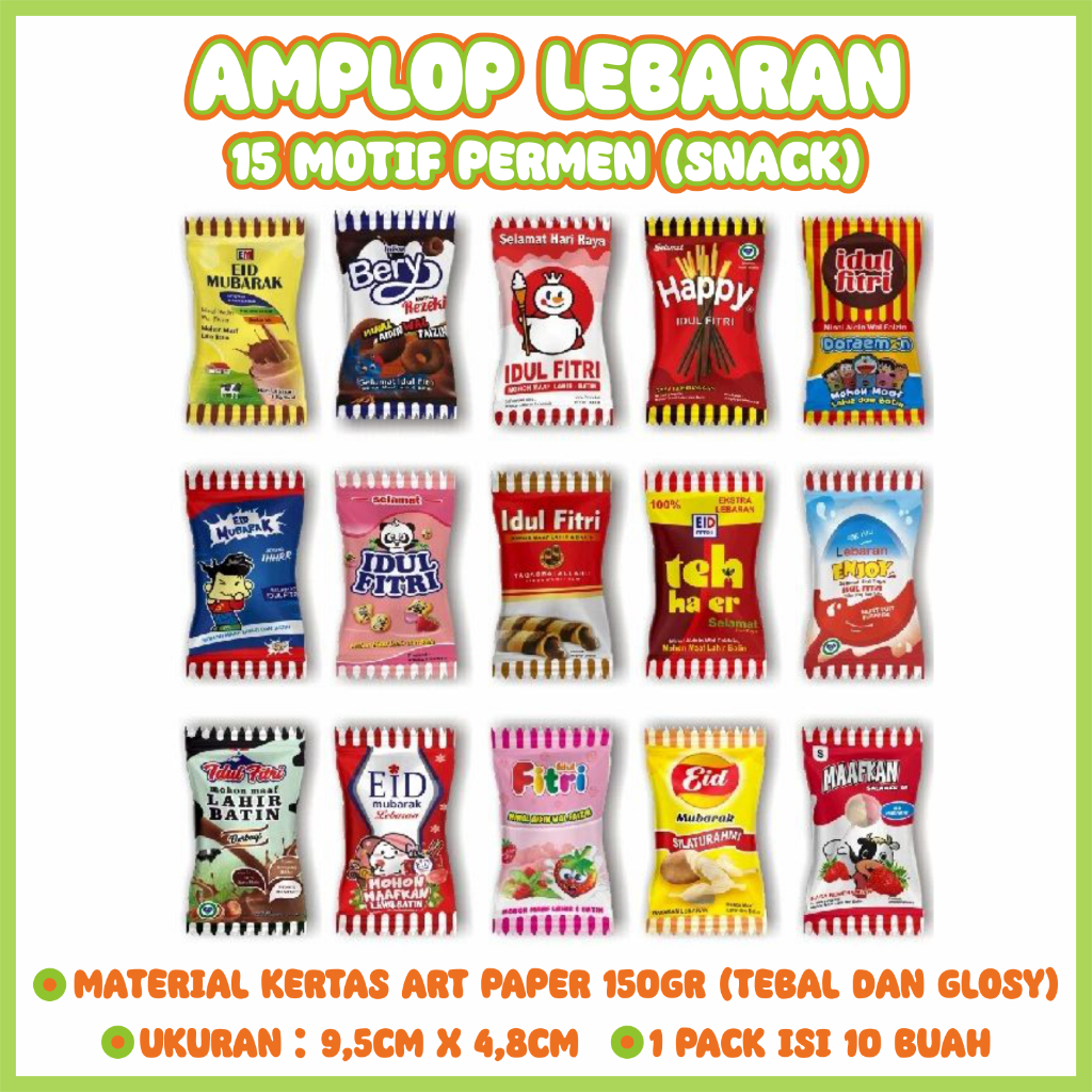 

Amplop Lebaran 2025 Viral Bentuk Permen Unik Aesthetic 1Pax=10pcs
