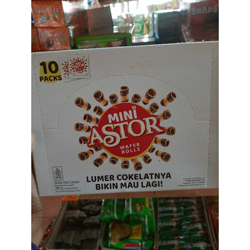 

(10 BUNGKUS) WAFER ROLL MINI ASTOR COKLAT 20 GRAM