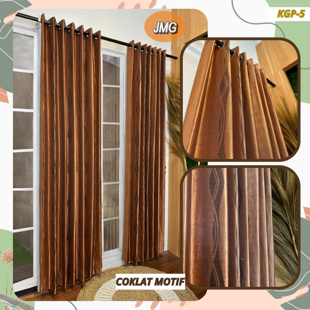 Gorden Motif Embos Pintu Jendela Kamar Minimalis
