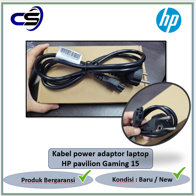 Kabel power adaptor laptop HP pavilion Gaming 15 Original 3 lubang