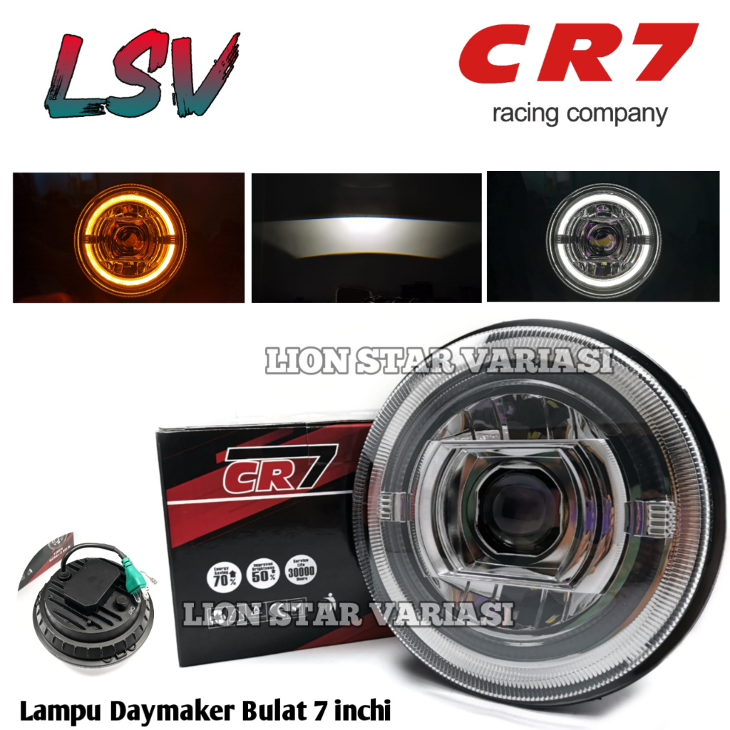 Lampu Depan Headlamp Daymaker 7 inch in Model Bulat Foglamp Mobil Motor Universal Waterproof Bisa Mo