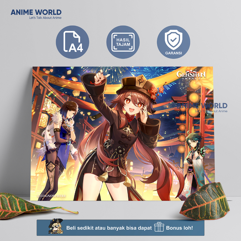 (Min. Belanja 20K) Poster Genshin Impact Hu Tao Yelan Xiao Terbaru Full Color