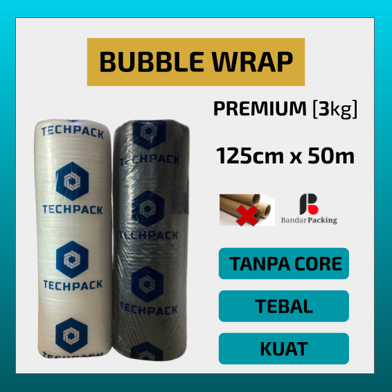 

Plastik Bubble Wrap Roll Hitam Putih Bening 125 cm x 50 m Premium Tebal 125cm x 50m TECHPACK Bable Bubblewrap Buble