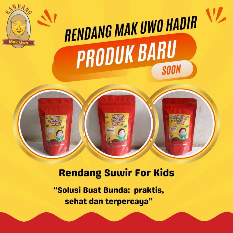 

Rendang Original Mak Uwo dan Rendang suwir for kids Mak Uwo Rendang khas Sumatra Barat cocok untuk semua umur,Rendang khusus untuk anak dan yang gasuka pedas juga ada.