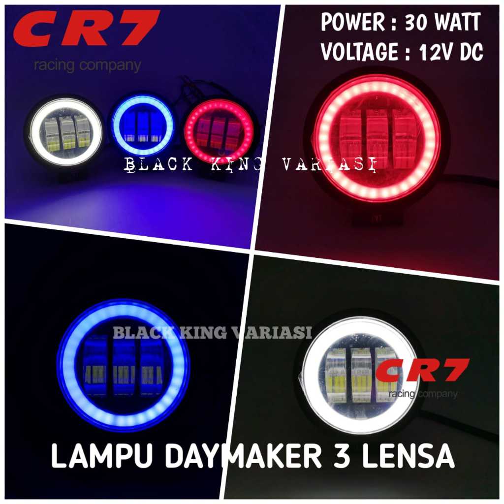Lampu Daymaker 3 Lensa Led Lampu Tembak Sorot Cwl 3 Led  Lampu Daymaker Mini Lensa 4D Lampu Tembak S