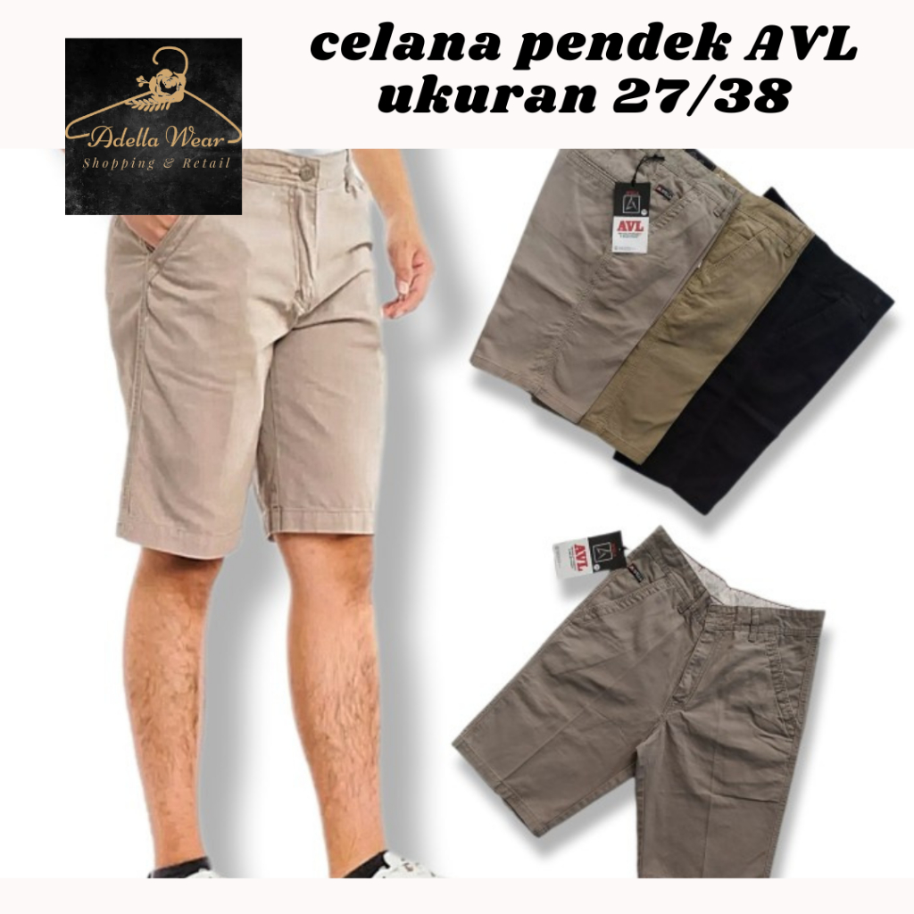 Celana Pendek polos Chino katun twill AVL 27/38