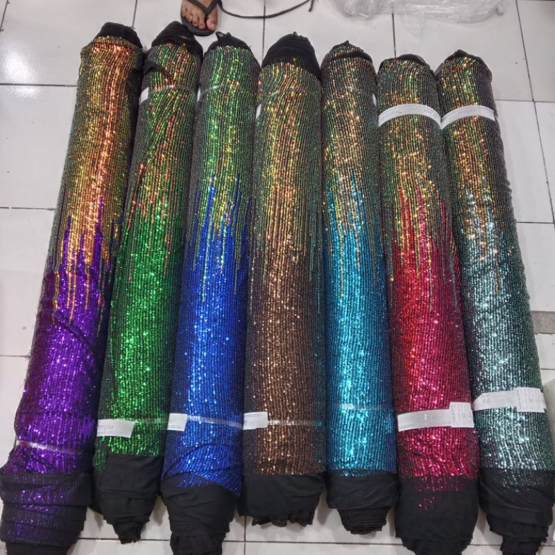 BAHAN TULLE SEQUEEN GRADASI FULL PAYET/KAIN SERIBU PAYET