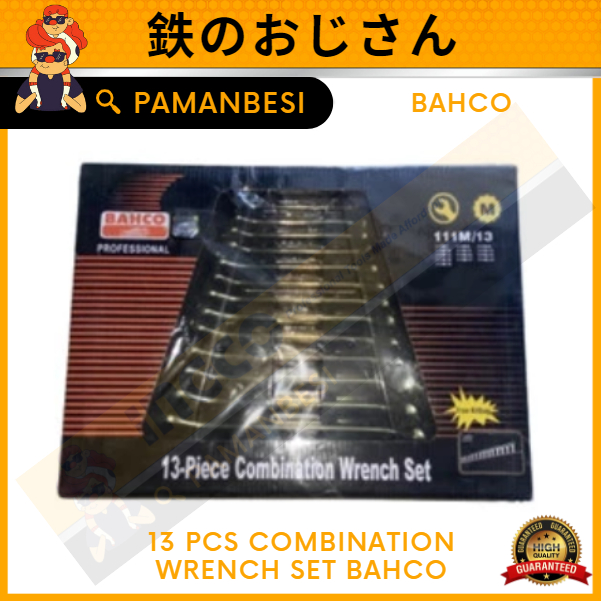 Kunci ring pas set combination wrench set13pcs bahco 7-19mm free tas