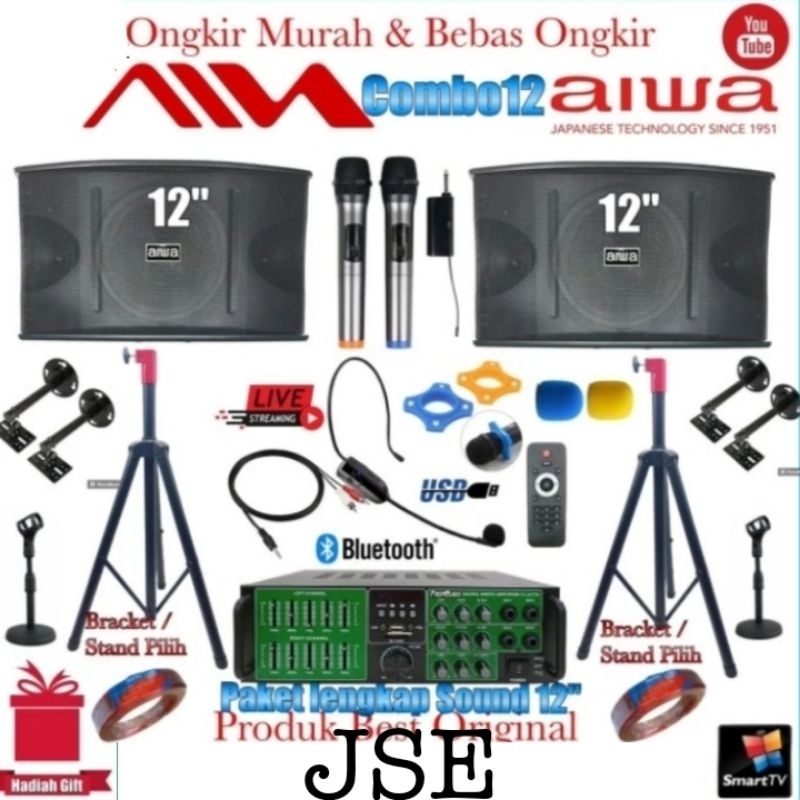 Paket Karaoke 1 set sound system Audio 12 inch Aiwa Combo 12 Siap live