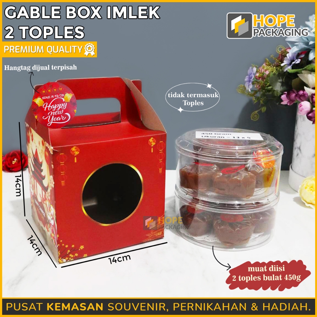 

Gable Box Imlek /Box Kue Keranjang / Box Motif Imlek / Gable Box Kue Imlek 2 toples / Kotak Hampers Kue Imlek