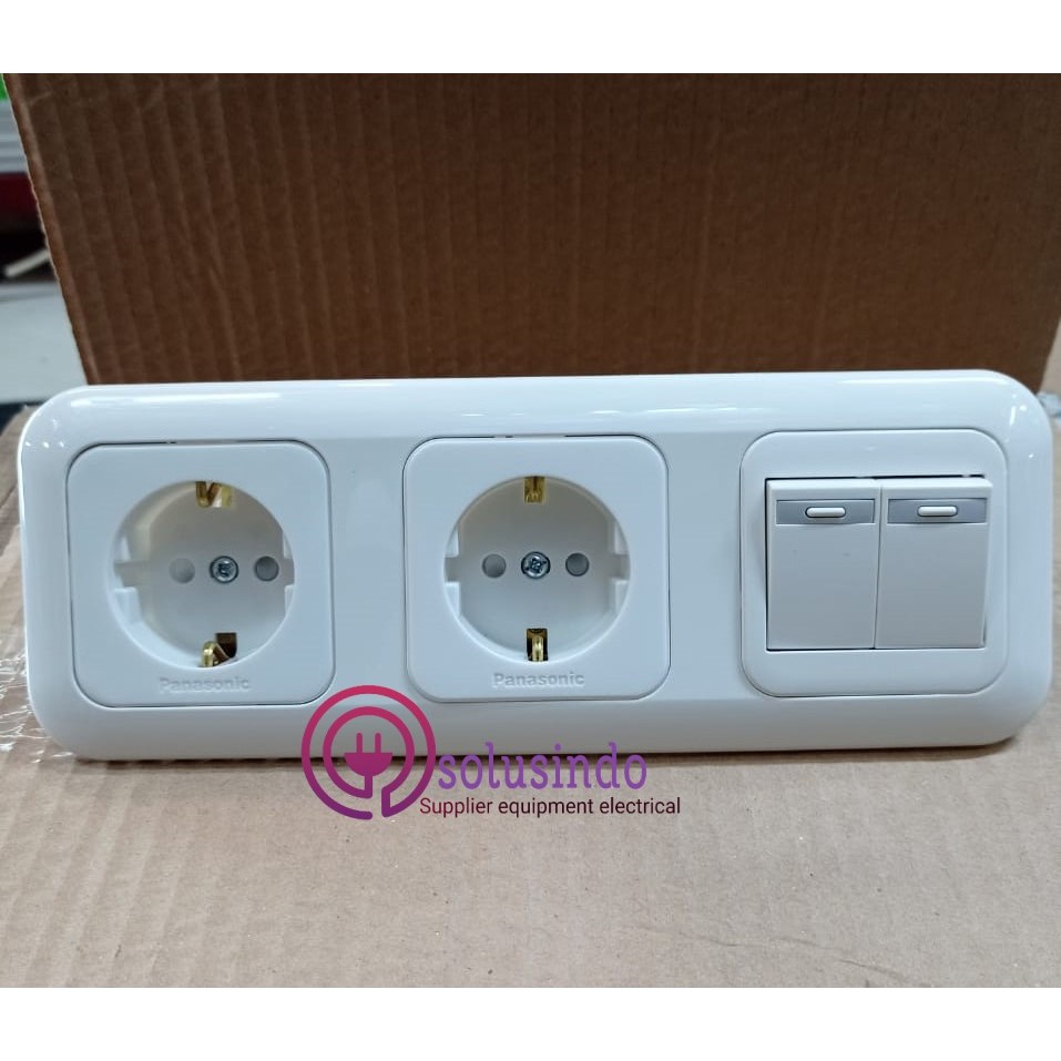 PANASONIC STOPKONTAK+STOPKONTAK+SAKLAR 2 GANG 1 ARAH