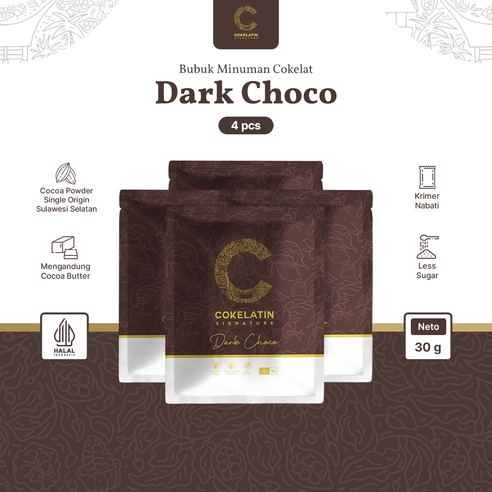 

Cokelatin Signature - Minuman Seduh Coklat Bubuk - Dark Chocolate - Isi 4 Sachet 30gr