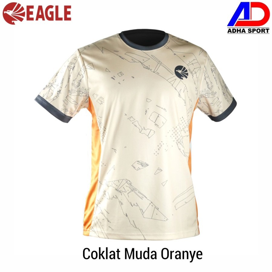 Baju Badminton Eagle Blast Coklat Muda / Oranye Jersey Kaos T-Shirt Bulutangkis Original ADHASPORTST