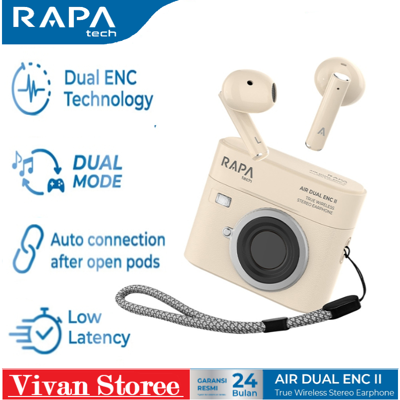RAPAtech AIR Dual ENC II TW2061 TWS Bluetooth 5.3 Headset Wireless Garansi Original Resmi