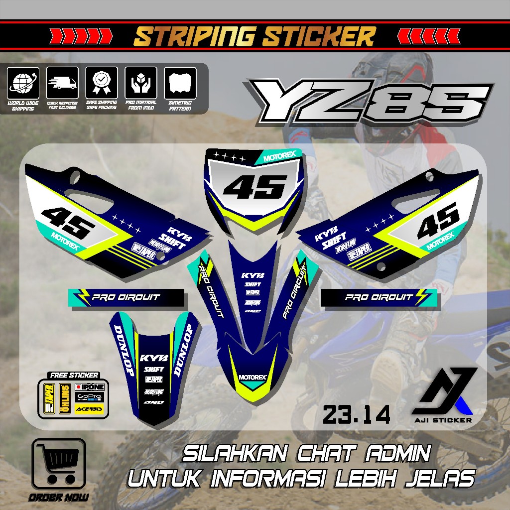 Sticker Striping YZ 85 NEW - Decal Motor Trail Yamaha YZ 85 New Semi Fullbody Bisa Custome Nomor Dec
