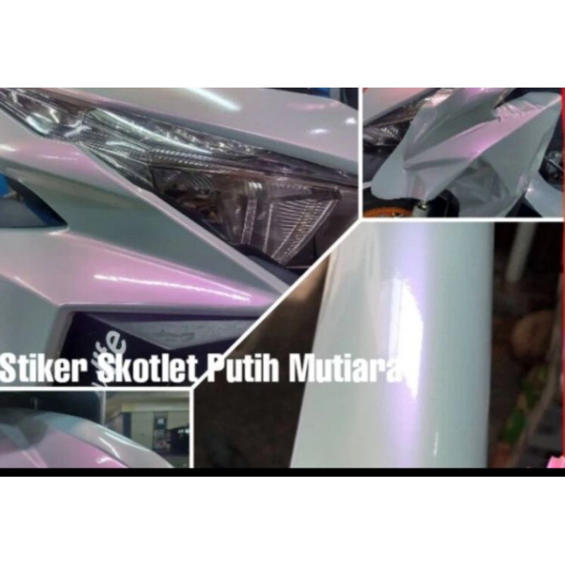 Stiker Putih Mutiara Skotlet Putih Lembayung L50cm Skotlet Bunglon Scotlet Putih Glossy